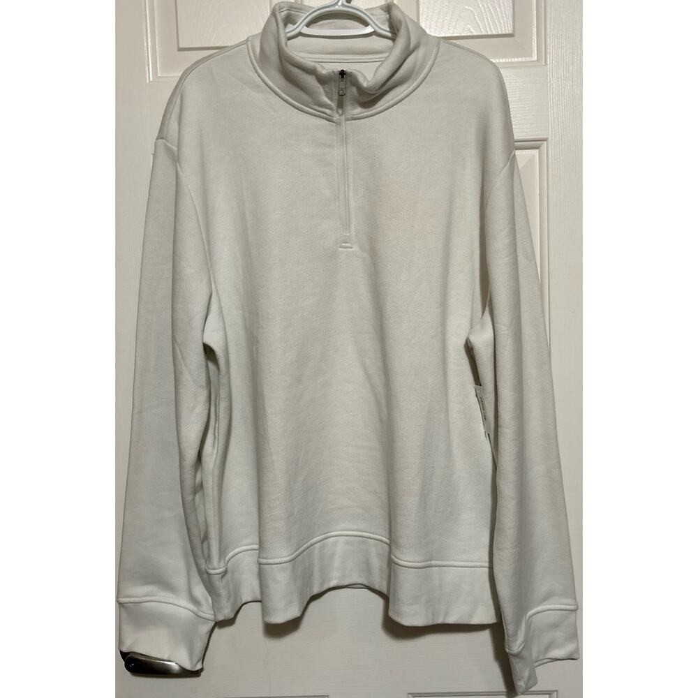 Amazon Essentials Men's Off White Quarter Zip Up‎ Fleece Jacket Size XXL